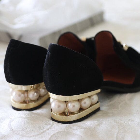 Jeffery Campbell Civil MP Black Suede Gold Pearl Size 9.5 - Picture 7 of 13